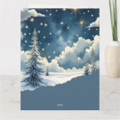 冬の願い 雪の夜のグリーティングカード カード (裏面)