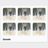 冬の風光明媚な森に茶色の馬ありがとう スクエアシール (シート)