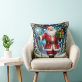 冬の風光明媚な街で贈り物を手にしたサンタクロース クッション (椅子)