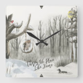 冬の風景がある家のような場所はない スクエア壁時計 (正面)