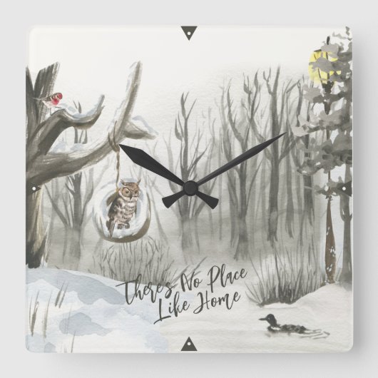 冬の風景がある家のような場所はない スクエア壁時計 (正面)