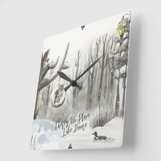 冬の風景がある家のような場所はない スクエア壁時計 (傾斜)