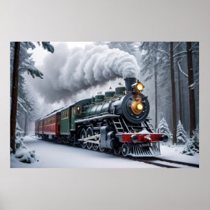冬の風景が広がる雪の列車 ポスター