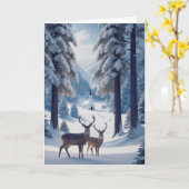 冬の風景が描かれた折りたたみ式クリスマスカード カード (黄色い花)