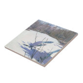 冬の風景でカケスの青い鳥 タイル (側面)
