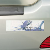 冬の風景でカケスの青い鳥 バンパーステッカー (車上)