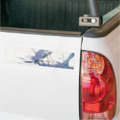 冬の風景でカケスの青い鳥 バンパーステッカー (トラック上)