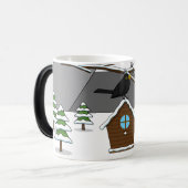 冬の風景で歌うハッピーブラックバード モーフィングマグカップ (正面左)