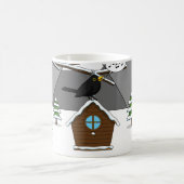 冬の風景で歌うハッピーブラックバード モーフィングマグカップ (中央)