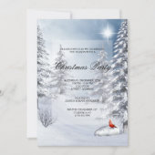 冬の風景とカーディナルのクリスマスパーティー 招待状 (正面)