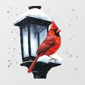 冬の風景とカーディナルバードのホリデークリスマス ウィンドウサイン (シート)