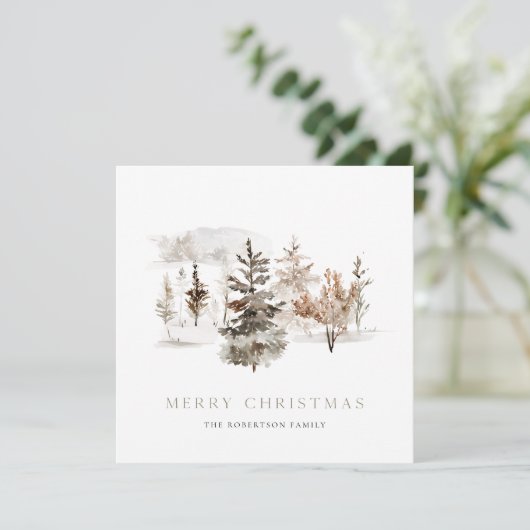 冬の風景とクリスマスウォーターカラーカード (スタンド正面)