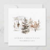 冬の風景とクリスマスウォーターカラーカード (正面)