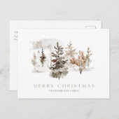 冬の風景とクリスマスウォーターカラーカード ポストカード (正面/裏面)