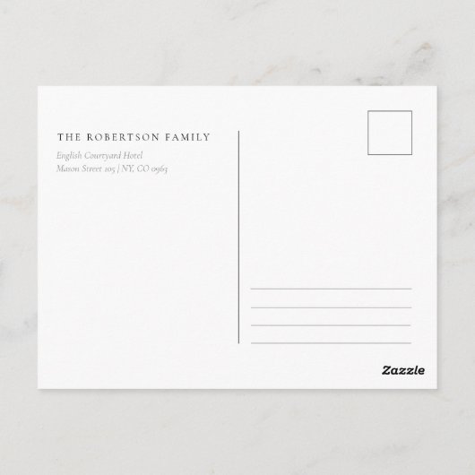 冬の風景とクリスマスウォーターカラーカード ポストカード (裏面)