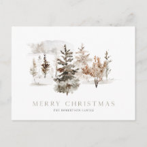 冬の風景とクリスマスウォーターカラーカード