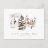 冬の風景とクリスマスウォーターカラーカード ポストカード (正面)