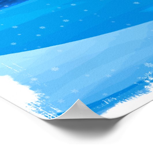 冬の風景とフリースタイルスキーヤー ポスター (角)