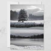 冬の風景と木、黒と白 – アート 招待状 (正面)