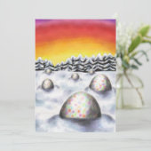 冬の風景と森の近くのイースターエッグ シーズンカード (スタンド正面)