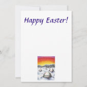 冬の風景と森の近くのイースターエッグ シーズンカード (裏面)