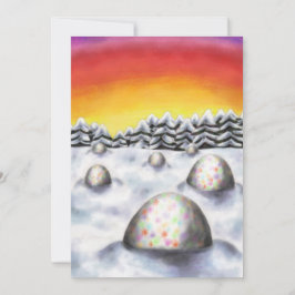冬の風景と森の近くのイースターエッグ シーズンカード