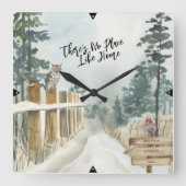 冬の風景なし場所ホームアドレス スクエア壁時計 (正面)