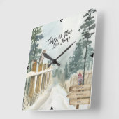冬の風景なし場所ホームアドレス スクエア壁時計 (傾斜)