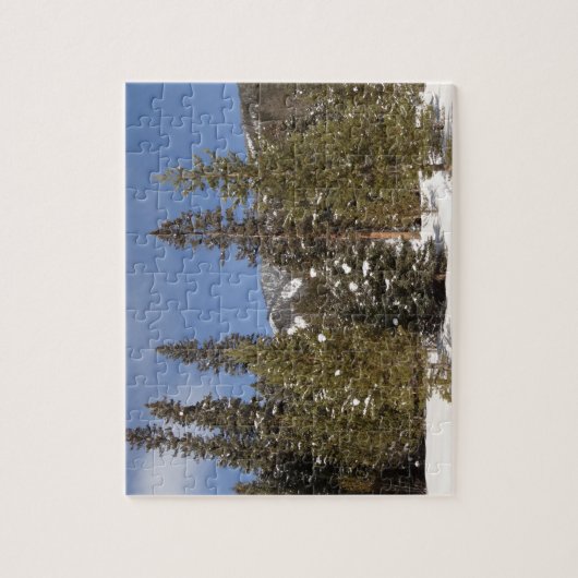 冬の風景にモンタナ山のトレイル写真 ジグソーパズル (縦)