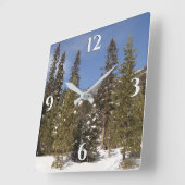冬の風景にモンタナ山のトレイル写真 スクエア壁時計 (傾斜)