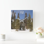 冬の風景にモンタナ山のトレイル写真 スクエア壁時計 (ホーム)