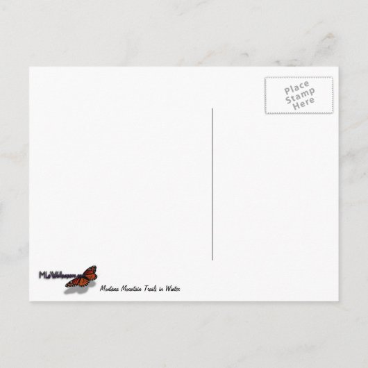 冬の風景にモンタナ山のトレイル写真 ポストカード (裏面)