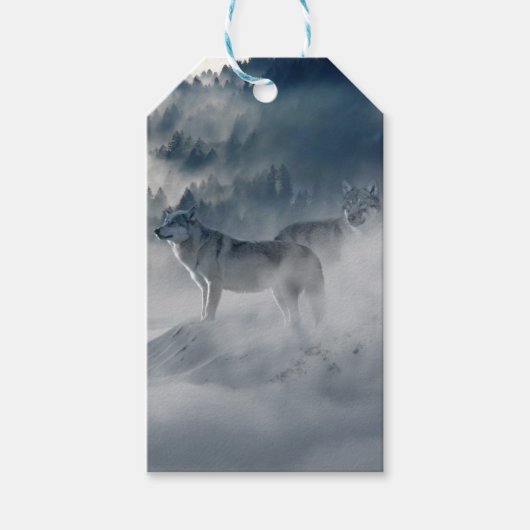 冬の風景に登場する狼 ギフトタグ (正面)
