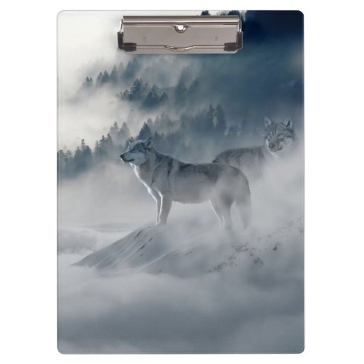 冬の風景に登場する狼 クリップボード (正面)
