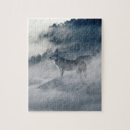 冬の風景に登場する狼 ジグソーパズル