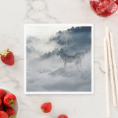 冬の風景に登場する狼 スタンダードランチョンナプキン (インサイチュ)