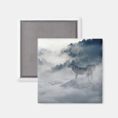 冬の風景に登場する狼 マグネット (正面/裏面)