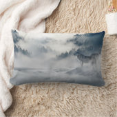 冬の風景に登場する狼 ランバークッション (ブランケット)