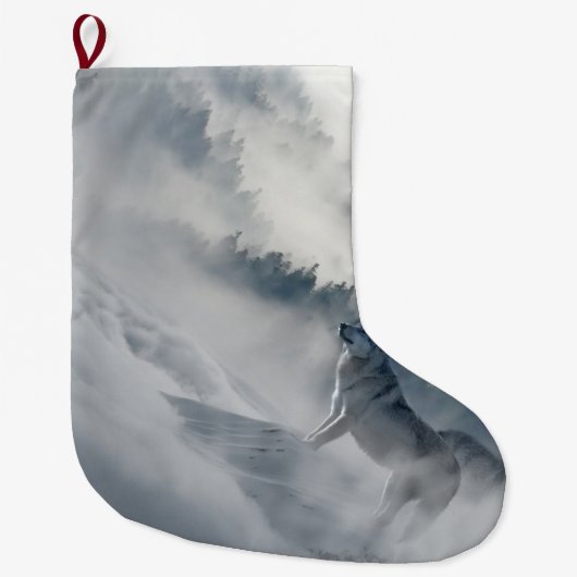 冬の風景に登場する狼 ラージクリスマスストッキング (正面)