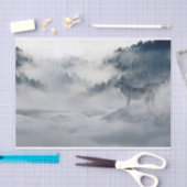 冬の風景に登場する狼 薄葉紙 (クラフト)