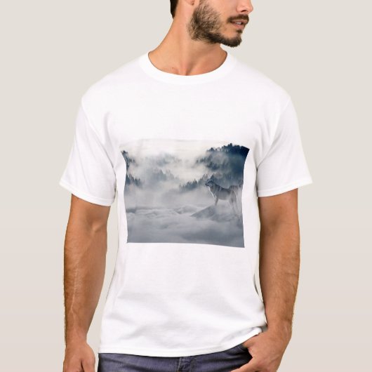 冬の風景に登場する狼 Tシャツ (正面)