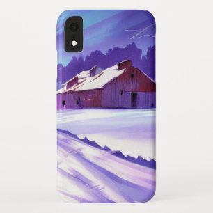 冬の風景に覆われた雪の納屋 iPhone XRケース