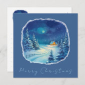 冬の風景のクリスマス サンキューカード (正面/裏面)