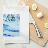 冬の風景のシーン キッチンタオル (四つ折り)