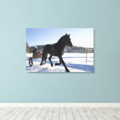 冬の風景の中で馬を訓練すること キャンバスプリント (インサイチュ (ウッドフロア))