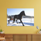冬の風景の中で馬を訓練すること キャンバスプリント (インサイチュ (リビング))
