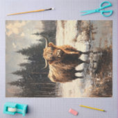 冬の風景の中のハイランドカウズデコパージュ 薄葉紙 (クラフト)