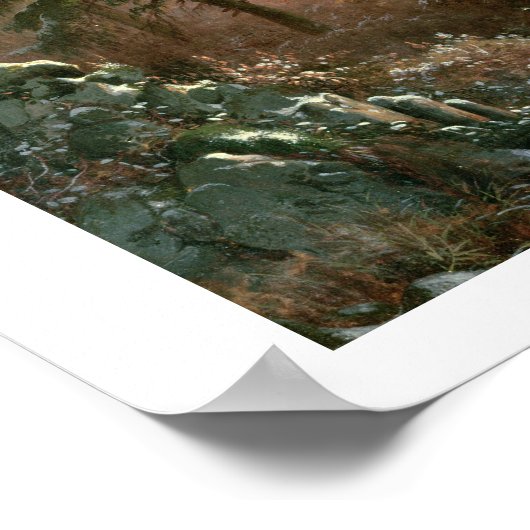 冬の風景の中の狼(パネル上の油) ポスター (角)