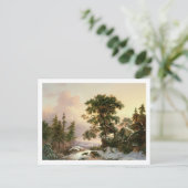 冬の風景の中の狼(パネル上の油) ポストカード (スタンド正面)