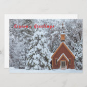 冬の風景の中の雪の教会 シーズンカード (正面/裏面)